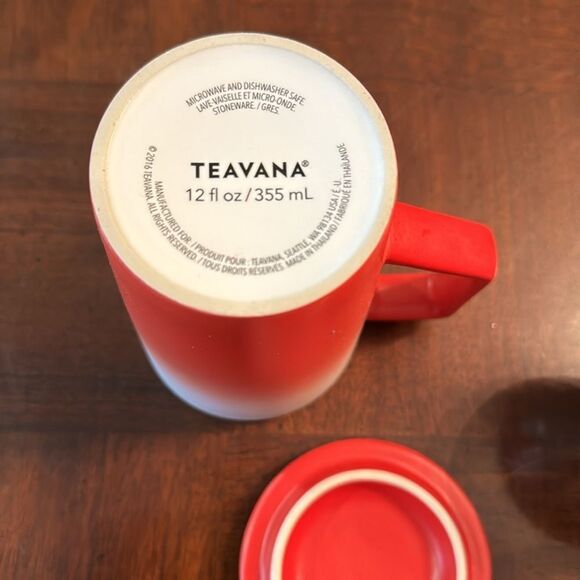 TEAVANA Tea Cup Mug with Lid Red White Gradient Starbucks - Picture 7 of 9